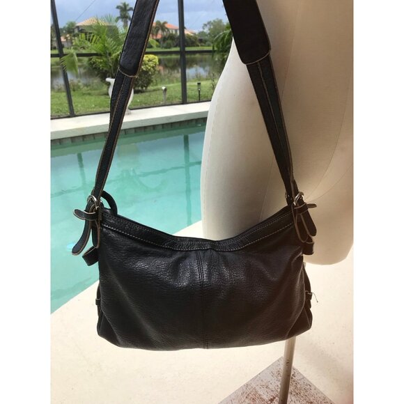 Vintage Stone Mountain Black Leather Shoulder Bag - Picture 6 of 12